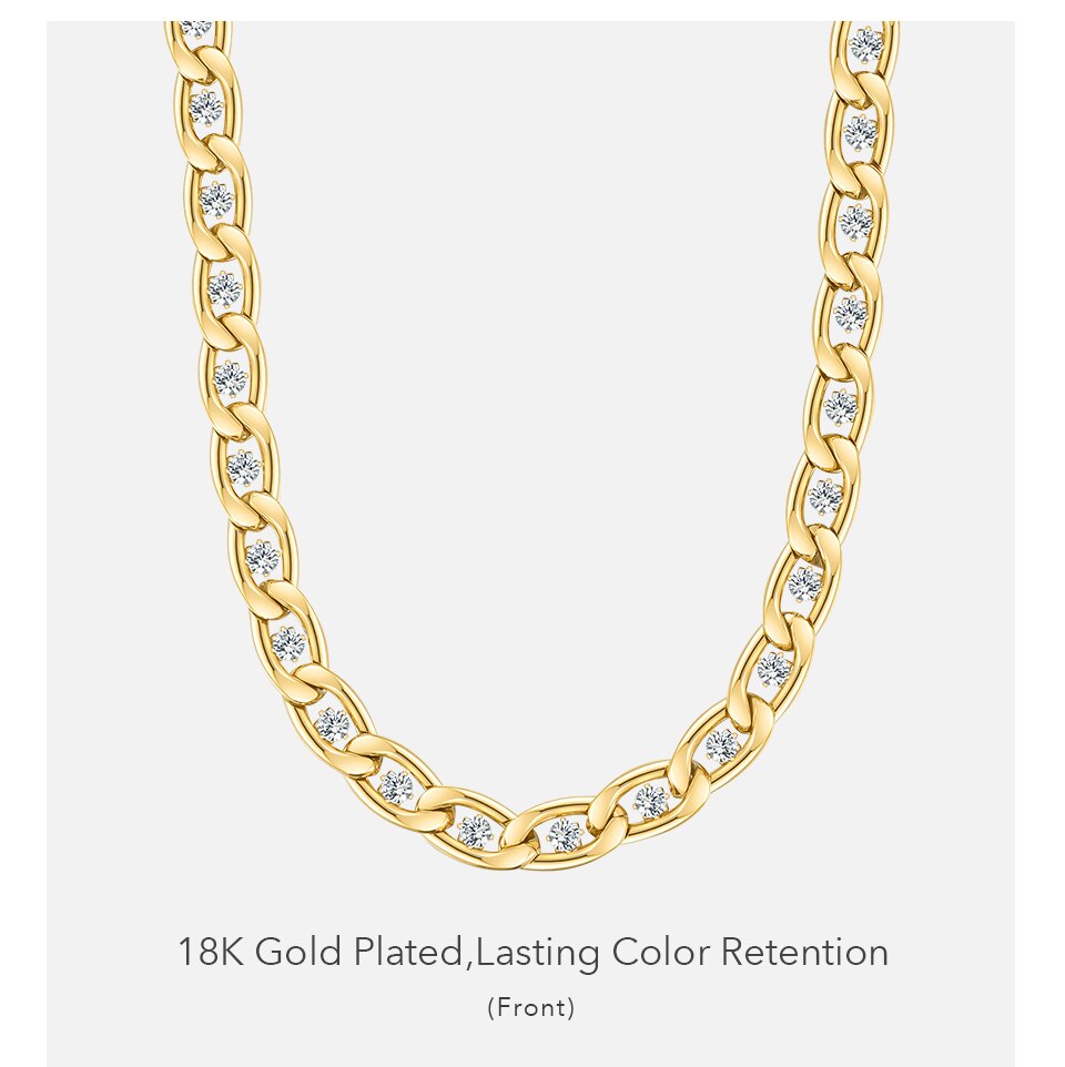 Victoria's Vogue Luxurious Zircons Chain Necklace For Women Gold Color Necklaces Stainless Steel Collar Choker Fashion Jewelry