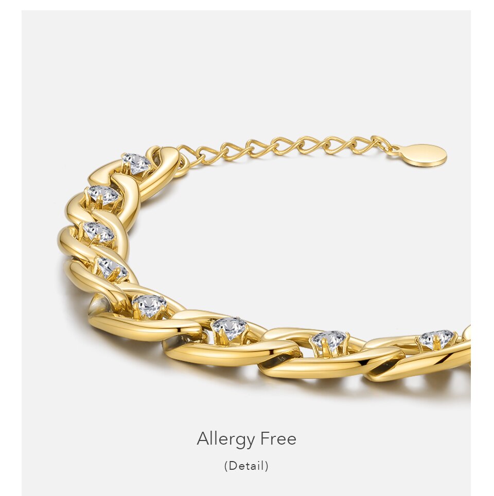 Victoria's Vogue Zircons Chain Bracelet For Women Stainless Steel Elegant Bracelets Gold Color Fashion Jewelry Pulseras Friends