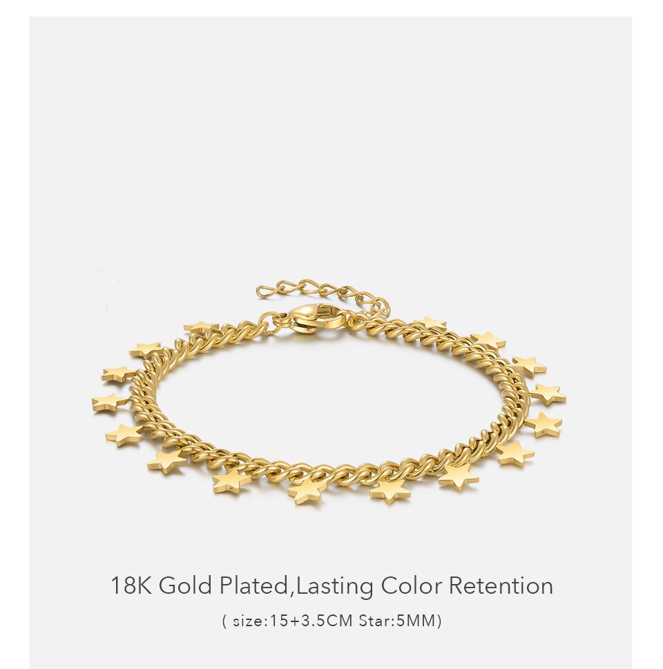 Victoria's Vogue Stars Bracelet For Women Gold Color Moon Bangle Set Dots 2021 Stainless Steel Fashion Jewelry Gift Pulseras