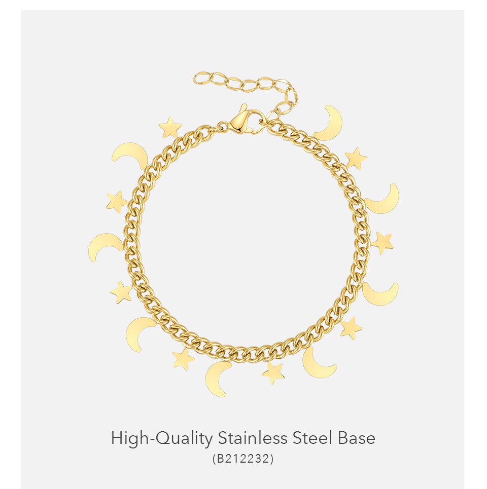 Victoria's Vogue Stars Bracelet For Women Gold Color Moon Bangle Set Dots 2021 Stainless Steel Fashion Jewelry Gift Pulseras