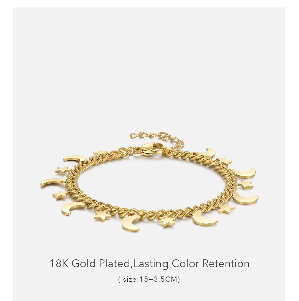 Victoria's Vogue Stars Bracelet For Women Gold Color Moon Bangle Set Dots 2021 Stainless Steel Fashion Jewelry Gift Pulseras