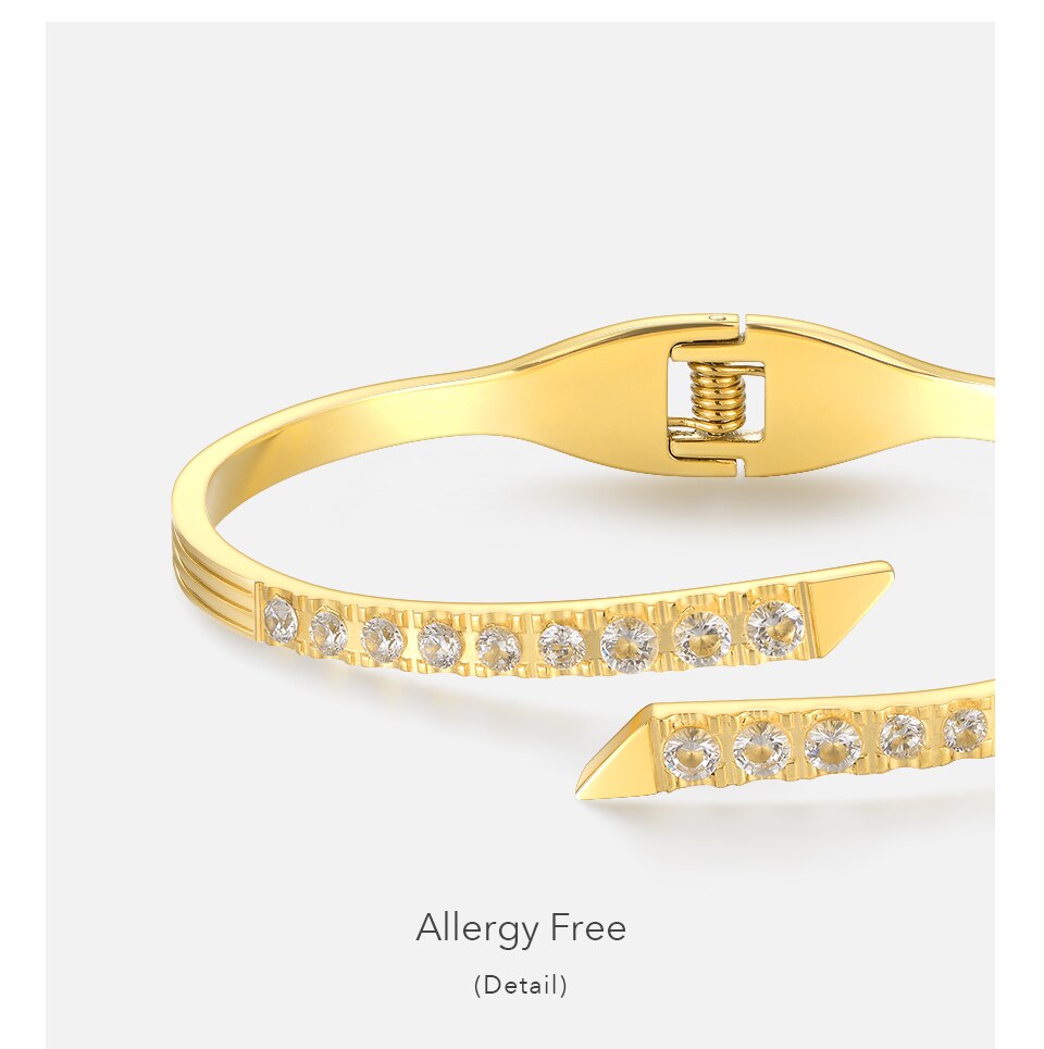 Victoria's Vogue Shiny Zircons Bracelet For Women Gold Color Bangles Party Stainless Steel Fashion Jewelry Bransoletki Damskie