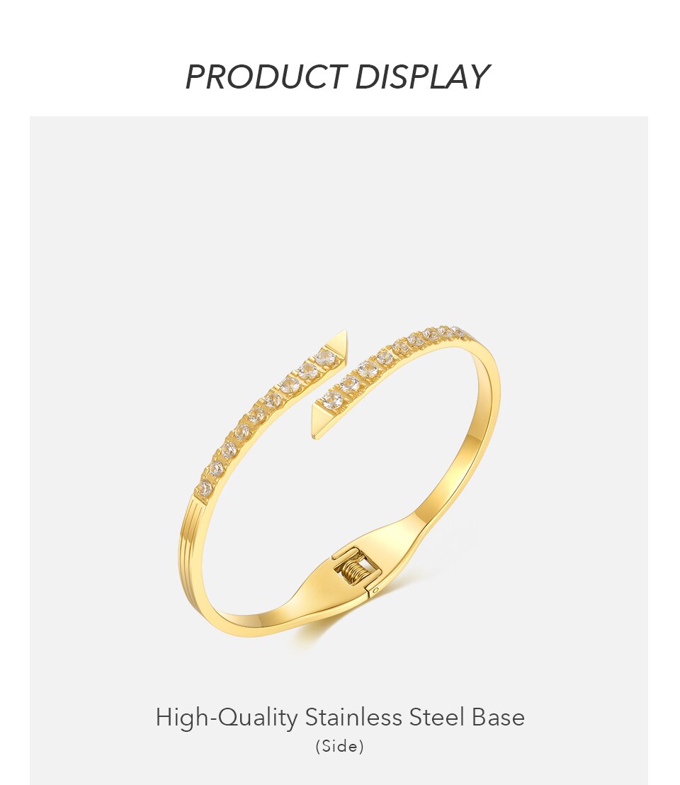 Victoria's Vogue Shiny Zircons Bracelet For Women Gold Color Bangles Party Stainless Steel Fashion Jewelry Bransoletki Damskie
