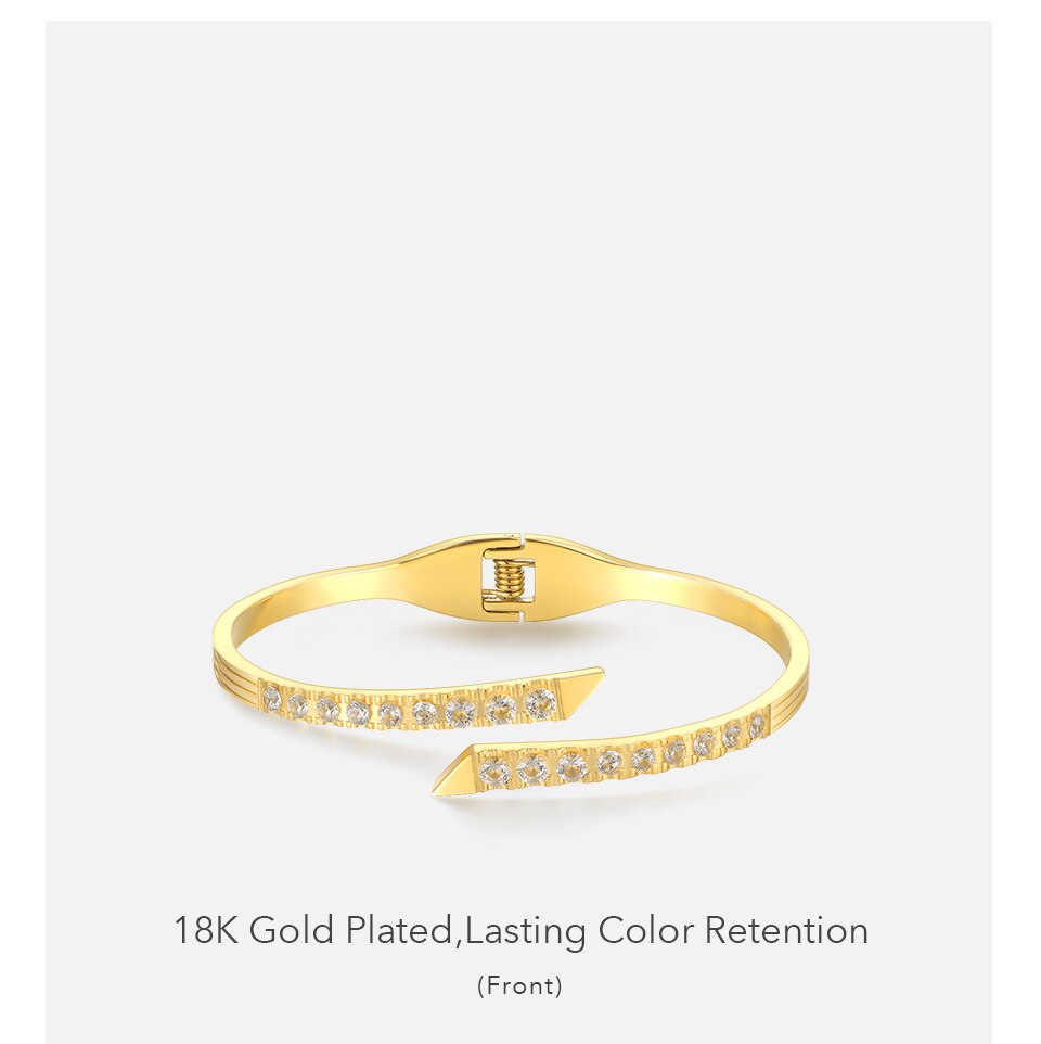 Victoria's Vogue Shiny Zircons Bracelet For Women Gold Color Bangles Party Stainless Steel Fashion Jewelry Bransoletki Damskie