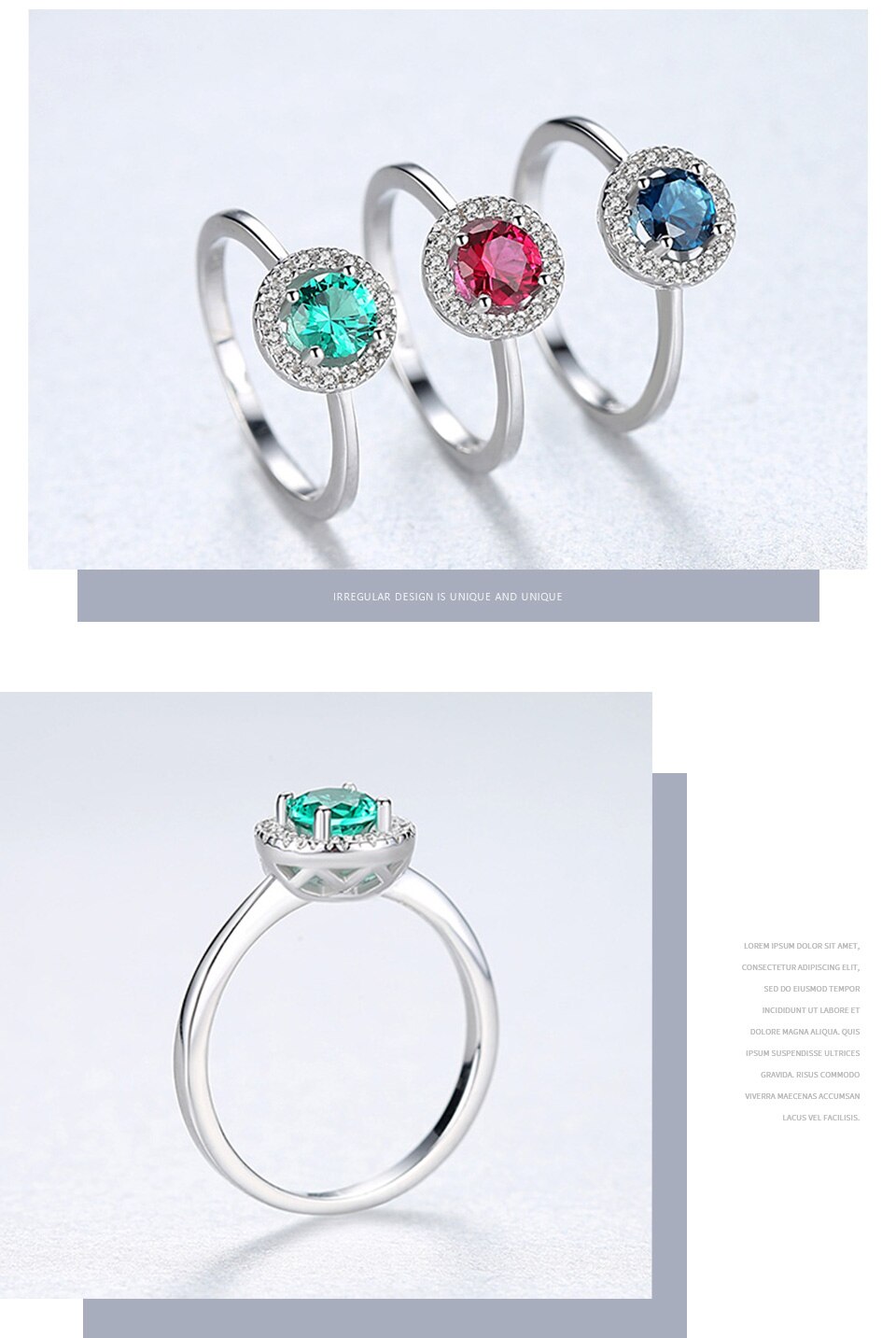 Victoria's Vogue New 925 Silver Sterling 8mm Round Topaz Rings for Women 3 Colors High Quality Engagement Gemstone Ring Silver Jewelry