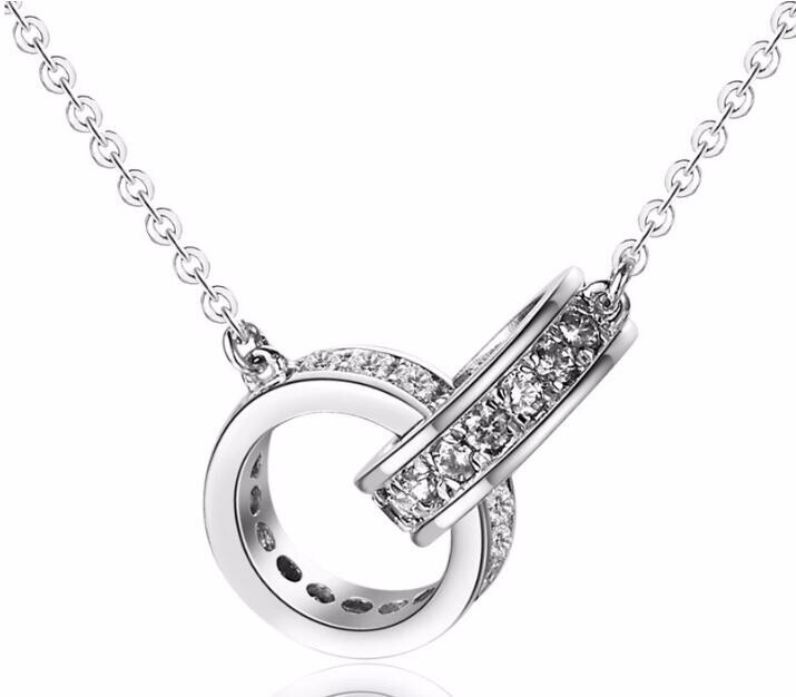 Victoria's Vogue 925 Sterling Silver Jewelry Korean Version Of The New Simple Fashion Bicyclic Brilliant Clavicle Chain Pendant Necklaces