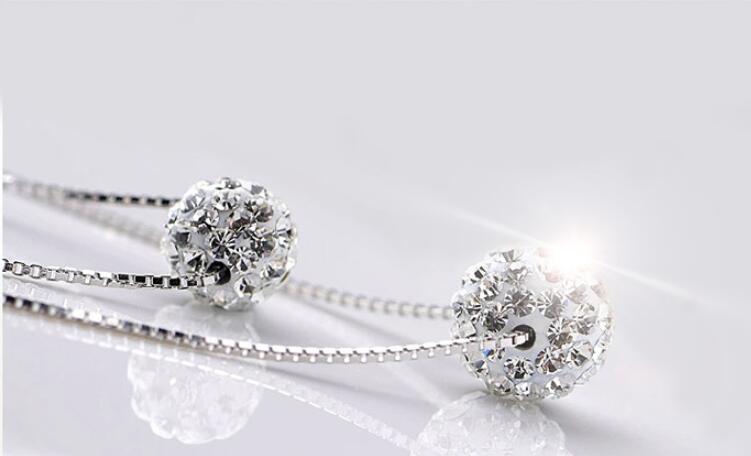 Victoria's Vogue New Temperament Exquisite 925 Sterling Silver Jewelry Double Lucky Crystal Ball Personality Pendant Necklaces Victoria's Vogue New Temperament Exquisite 925 Sterling Silver Jewelry Double Lucky Crystal Ball Personality Pendant Necklaces