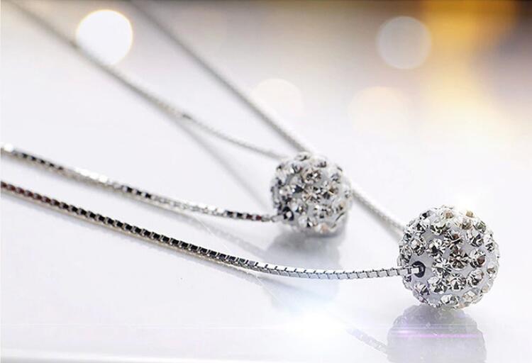 Victoria's Vogue New Temperament Exquisite 925 Sterling Silver Jewelry Double Lucky Crystal Ball Personality Pendant Necklaces Victoria's Vogue New Temperament Exquisite 925 Sterling Silver Jewelry Double Lucky Crystal Ball Personality Pendant Necklaces