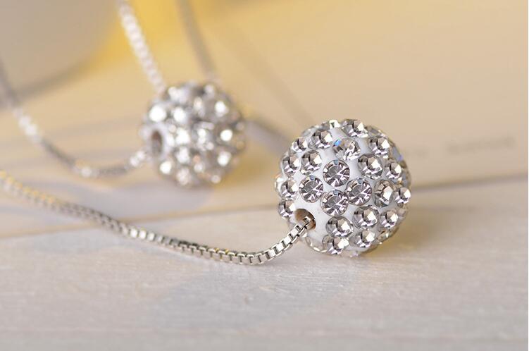 Victoria's Vogue New Temperament Exquisite 925 Sterling Silver Jewelry Double Lucky Crystal Ball Personality Pendant Necklaces Victoria's Vogue New Temperament Exquisite 925 Sterling Silver Jewelry Double Lucky Crystal Ball Personality Pendant Necklaces