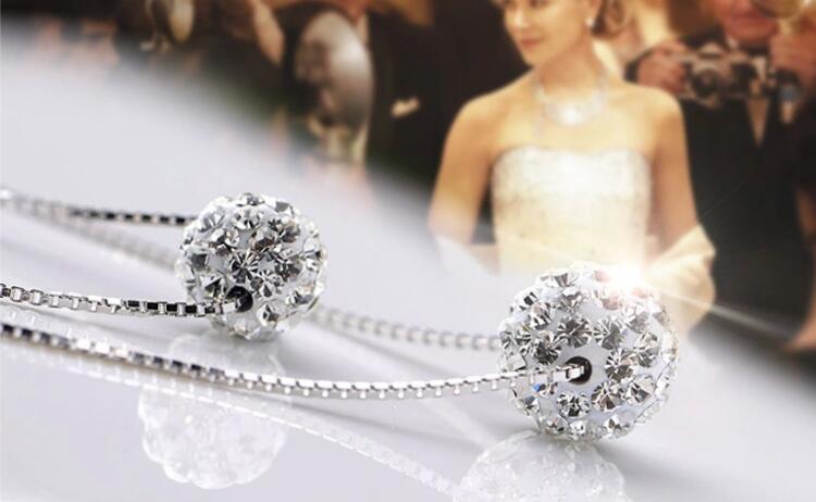 Victoria's Vogue New Temperament Exquisite 925 Sterling Silver Jewelry Double Lucky Crystal Ball Personality Pendant Necklaces Victoria's Vogue New Temperament Exquisite 925 Sterling Silver Jewelry Double Lucky Crystal Ball Personality Pendant Necklaces
