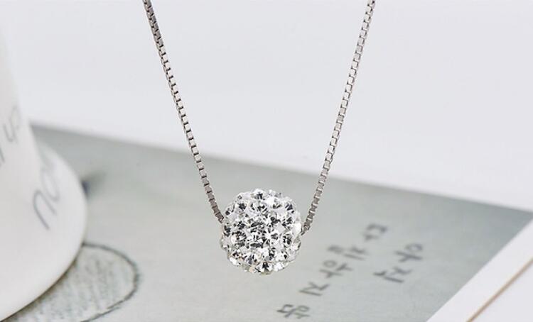 Victoria's Vogue New Temperament Exquisite 925 Sterling Silver Jewelry Double Lucky Crystal Ball Personality Pendant Necklaces Victoria's Vogue New Temperament Exquisite 925 Sterling Silver Jewelry Double Lucky Crystal Ball Personality Pendant Necklaces