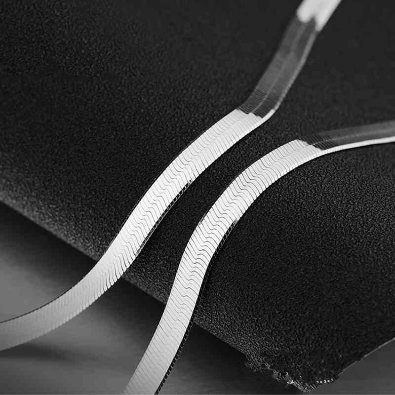 Virctoria's Vogue 925 Silver Necklace 4MM Snake Chain Men & Women Couple Sterling Silver Jewelry Blade Chain