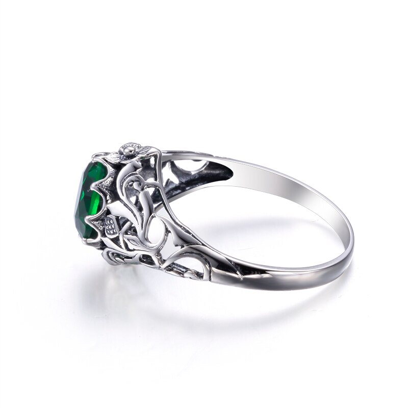 Victoria's Vogue Hot Sale Retro Crown Ring 925 Silver Jewelry Green CZ Stone Sterling Silver Rings Designer engagement ring alibaba-express