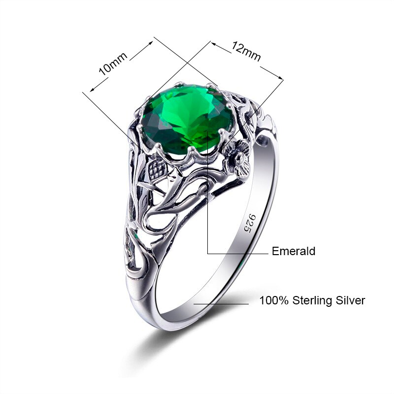 Victoria's Vogue Hot Sale Retro Crown Ring 925 Silver Jewelry Green CZ Stone Sterling Silver Rings Designer engagement ring alibaba-express