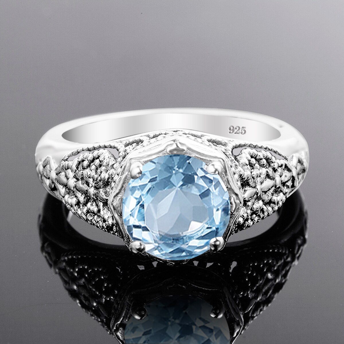 Victoria's Vogue Brand Women Fine Jewelry Sterling Silver Aquamarine Ring Gemstone Wedding Engagement Party Costume Accessories Fashion Victoria's Vogue Brand Women Fine Jewelry Sterling Silver Aquamarine Ring Gemstone Wedding Engagement Party Costume Accessories Fashion