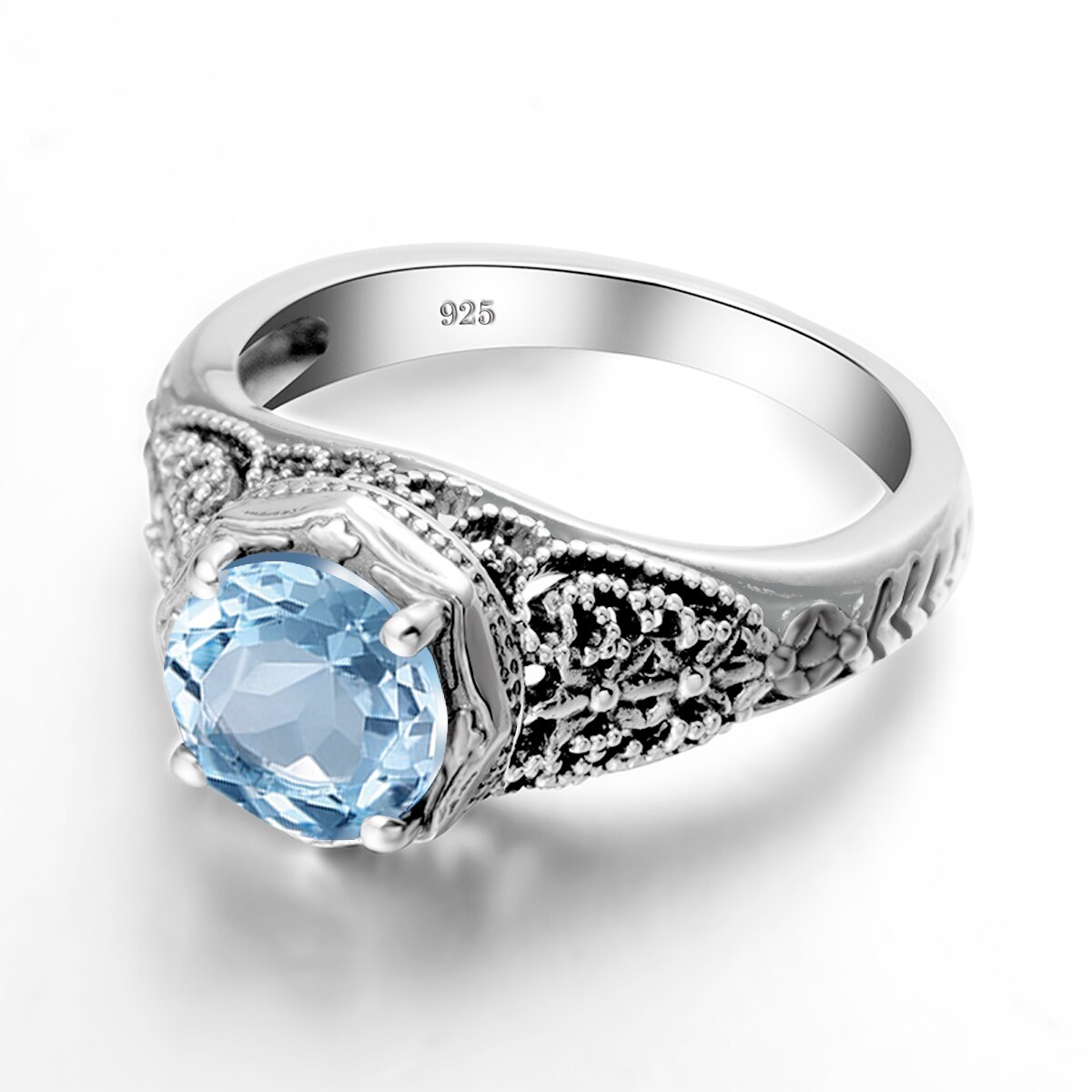 Victoria's Vogue Brand Women Fine Jewelry Sterling Silver Aquamarine Ring Gemstone Wedding Engagement Party Costume Accessories Fashion Victoria's Vogue Brand Women Fine Jewelry Sterling Silver Aquamarine Ring Gemstone Wedding Engagement Party Costume Accessories Fashion