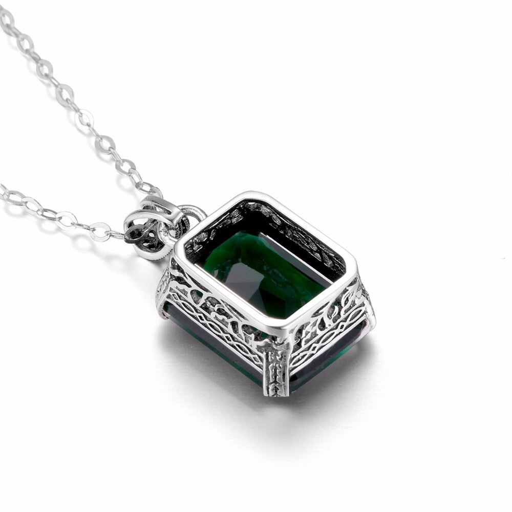 Victoria's Vogue Vintage Jewelry Handmade Gift Lab Emerald Crystal Pendants 100% Solid 925 Sterling Silver Necklace Pendant Fashion Without Chain