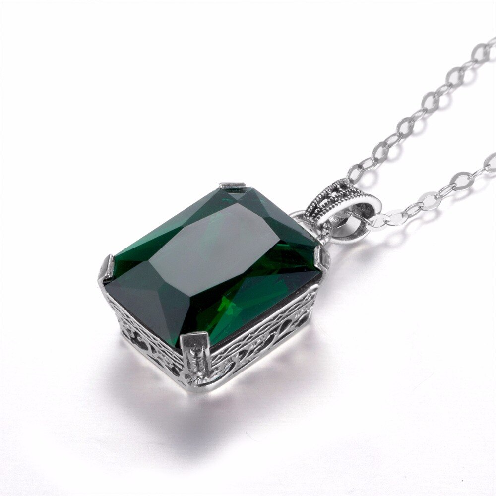 Victoria's Vogue Vintage Jewelry Handmade Gift Lab Emerald Crystal Pendants 100% Solid 925 Sterling Silver Necklace Pendant Fashion Without Chain