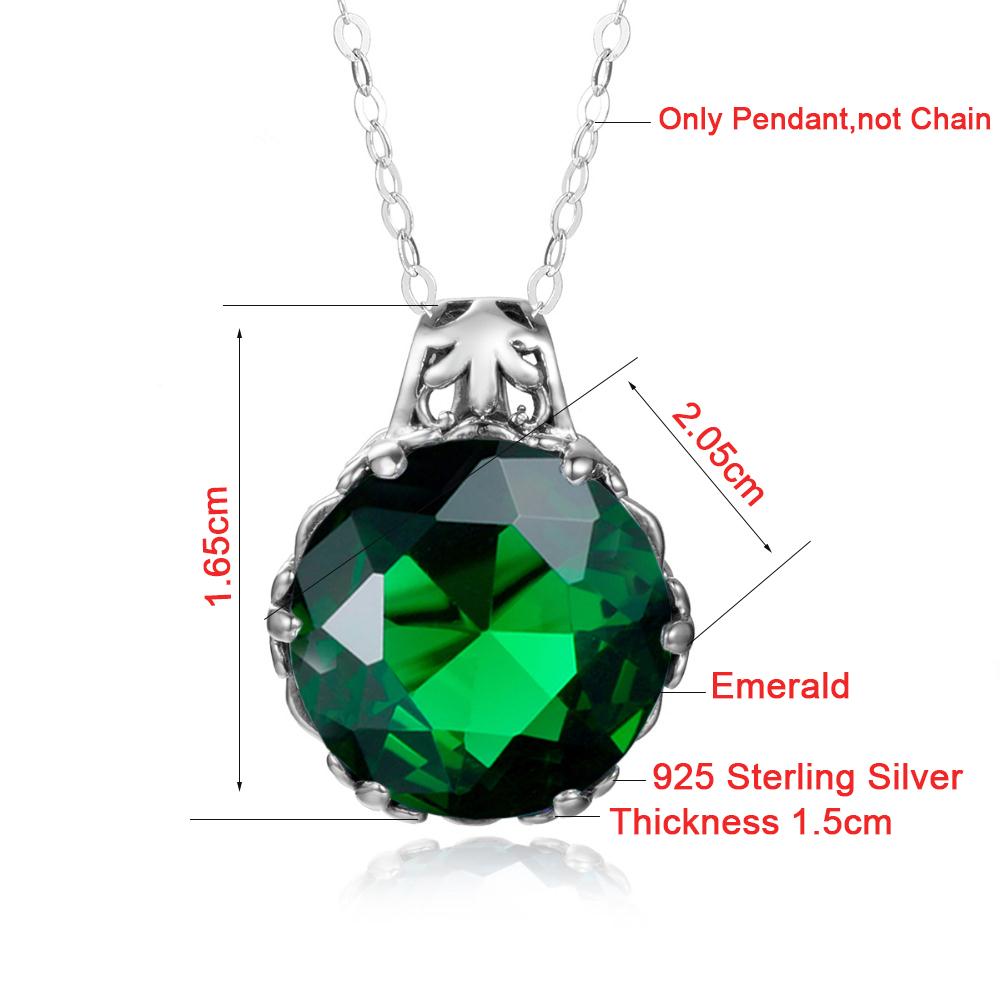 Victoria's Vogue Vintage Jewelry Gift Luxury Handmade Green Rhinestone CZ Pendants 100% Solid 925 Sterling Silver Necklace Pendant For Women