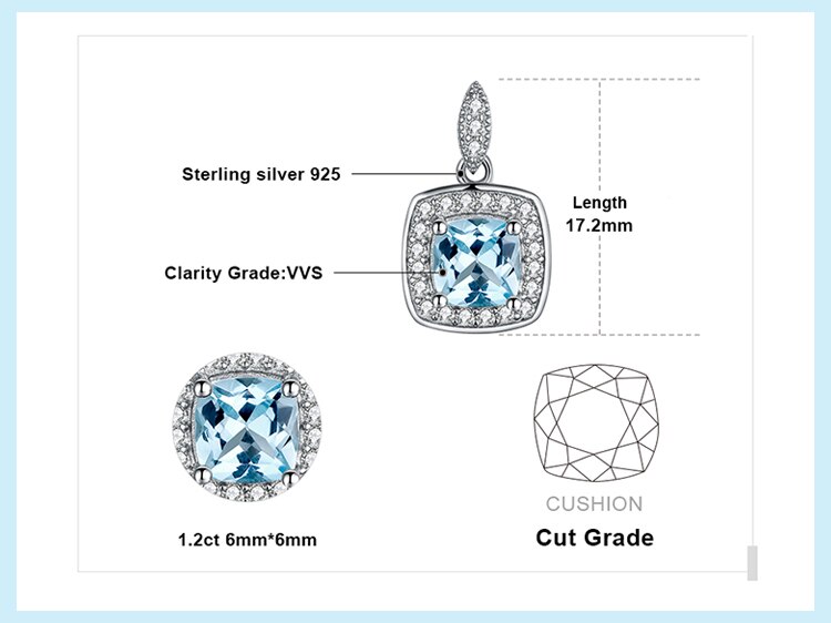 Victoria's Vogue Natural Blue Topaz Pendant Necklace 925 Sterling Silver Gemstones Choker Statement Necklace Women No Chain Victoria's Vogue Natural Blue Topaz Pendant Necklace 925 Sterling Silver Gemstones Choker Statement Necklace Women No Chain