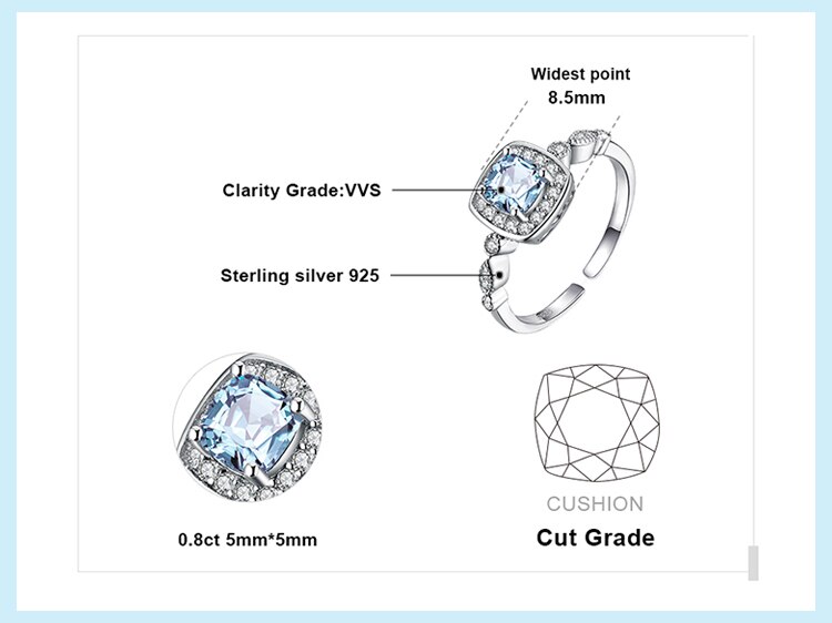 Victoria's Vogue 1ct Genuine Blue Topaz Ring 925 Sterling Silver Rings for Women Halo Engagement Ring Silver 925 Gemstones Jewelry