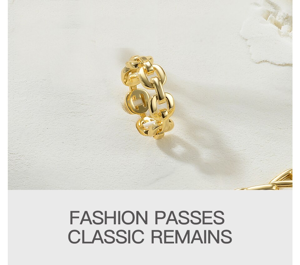 Victoria's Vogue Pure Form Link Chain Ring Men Gold Color Ladies Rings For Women Fashion Jewelry Bague Femme Homme Ringen Victoria's Vogue Pure Form Link Chain Ring Men Gold Color Ladies Rings For Women Fashion Jewelry Bague Femme Homme Ringen