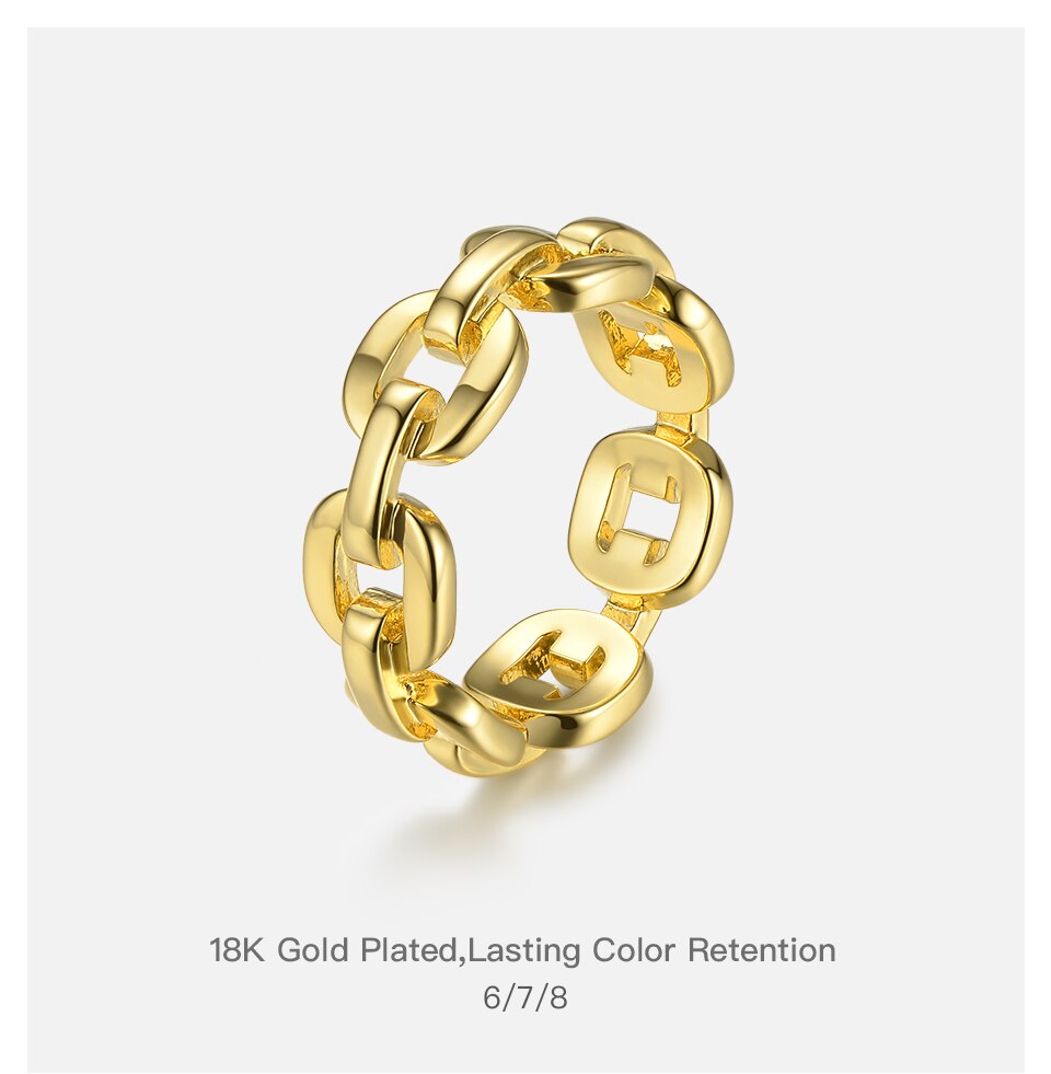 Victoria's Vogue Pure Form Link Chain Ring Men Gold Color Ladies Rings For Women Fashion Jewelry Bague Femme Homme Ringen Victoria's Vogue Pure Form Link Chain Ring Men Gold Color Ladies Rings For Women Fashion Jewelry Bague Femme Homme Ringen