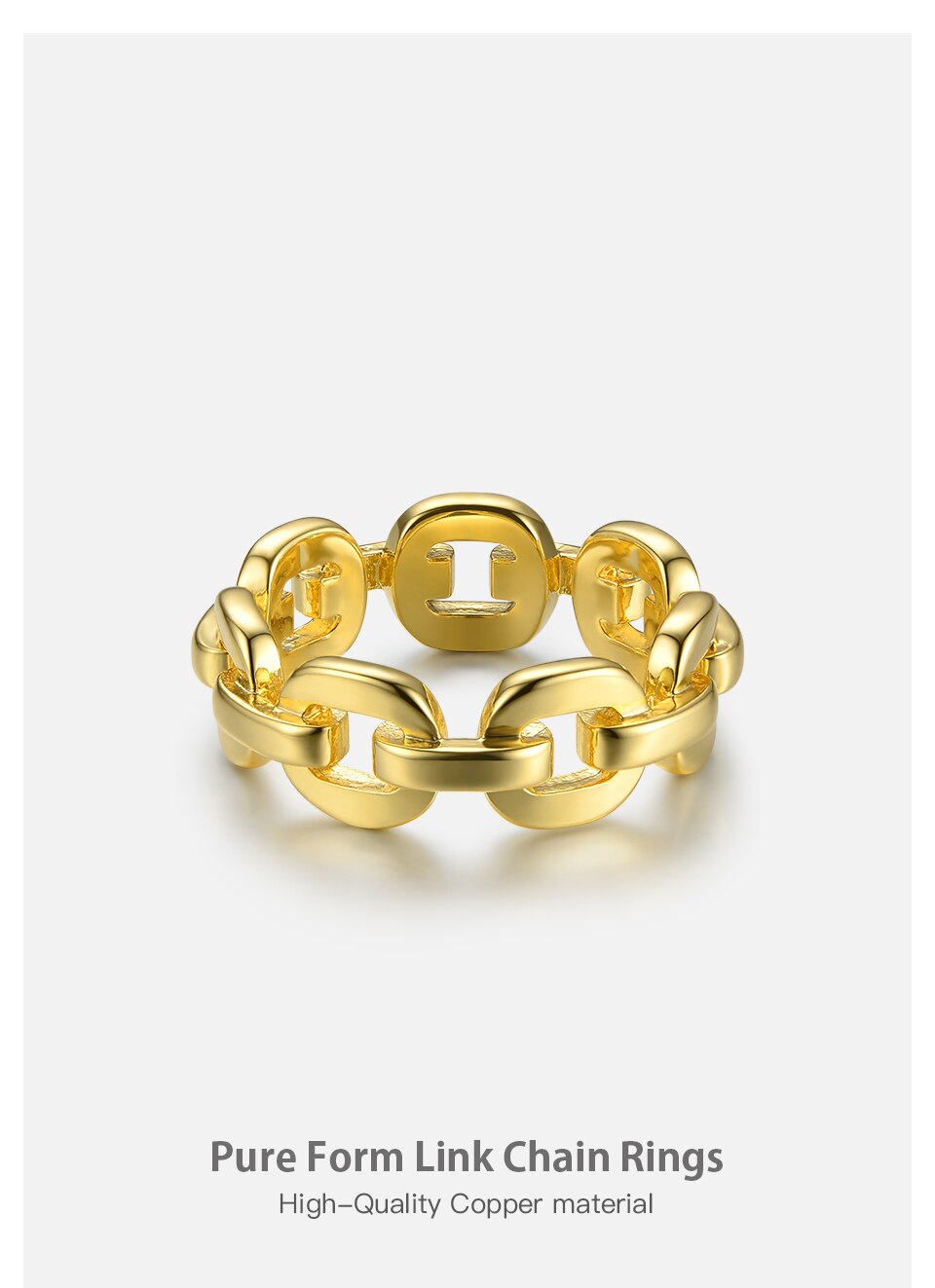 Victoria's Vogue Pure Form Link Chain Ring Men Gold Color Ladies Rings For Women Fashion Jewelry Bague Femme Homme Ringen Victoria's Vogue Pure Form Link Chain Ring Men Gold Color Ladies Rings For Women Fashion Jewelry Bague Femme Homme Ringen