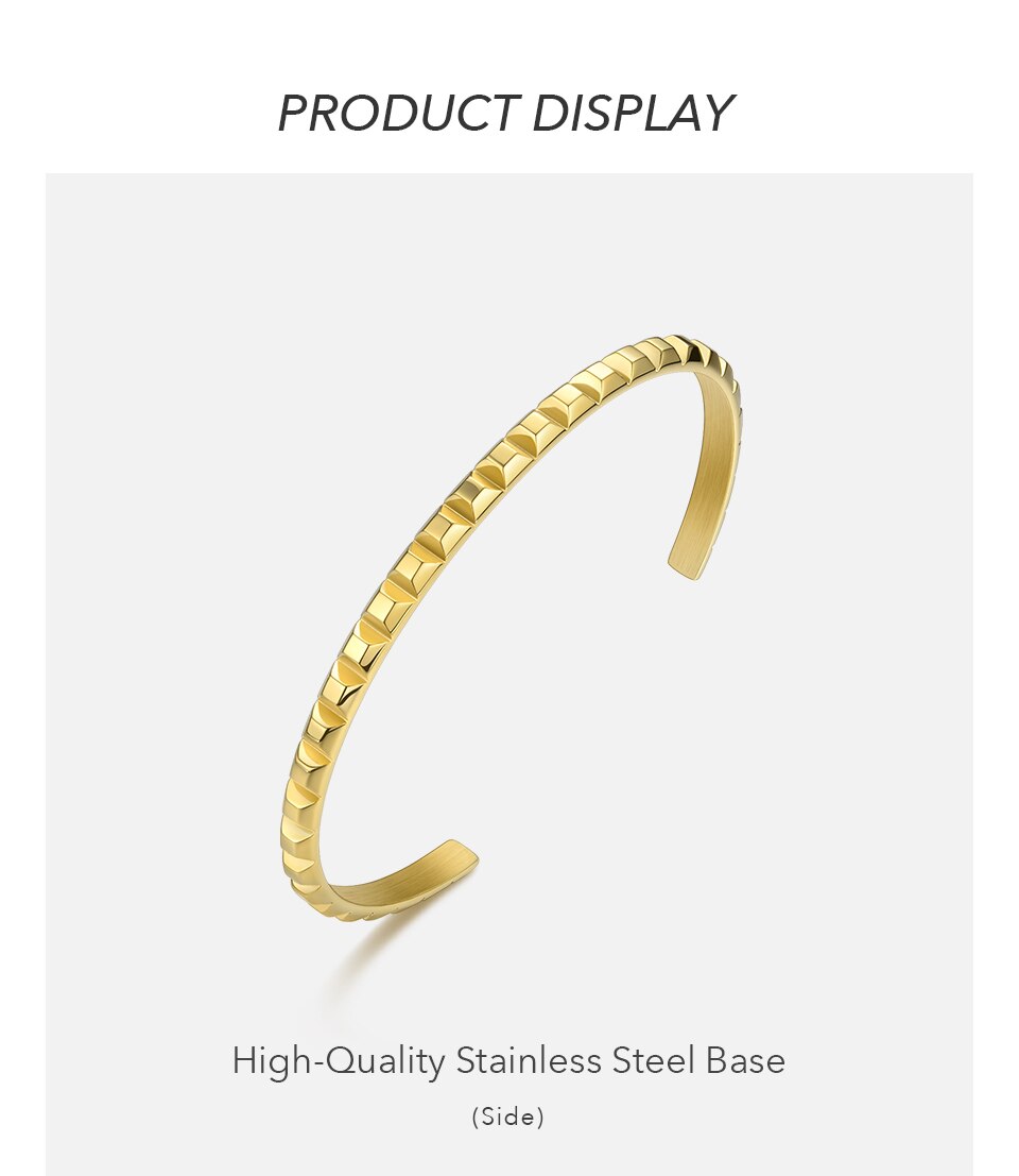 Victoria's Vogue Pyramid Cuff Bracelet Gold Color Stainless Steel Punk Spike Bracelets Bangles For Women Jewelry Pulseira