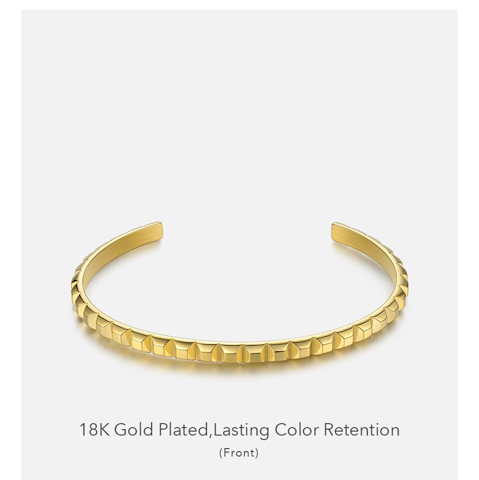 Victoria's Vogue Pyramid Cuff Bracelet Gold Color Stainless Steel Punk Spike Bracelets Bangles For Women Jewelry Pulseira