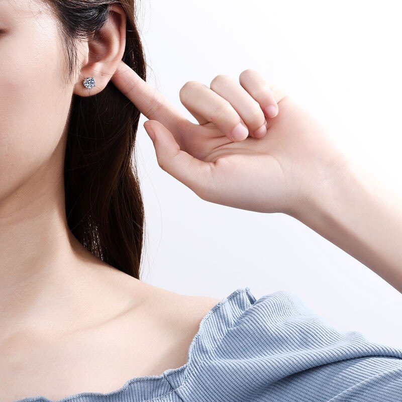 Victoria's Vogue 925 Classic Silver 0.5/1/1.5ct F color Moissanite VVS Fine Jewelry Diamond Stud Earring With certificate for Women Gift