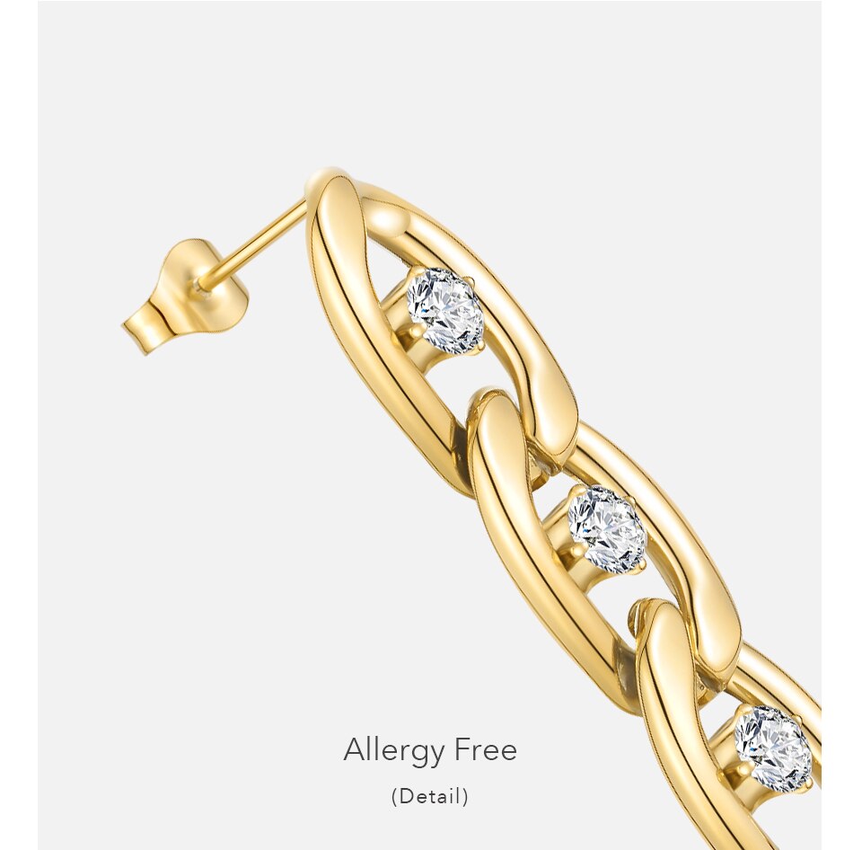 Victoria's Vogue Zircons Chain Drop Earrings For Women Gold Color Royal Earings Stainless Steel Fashion Jewelry Party Pendientes