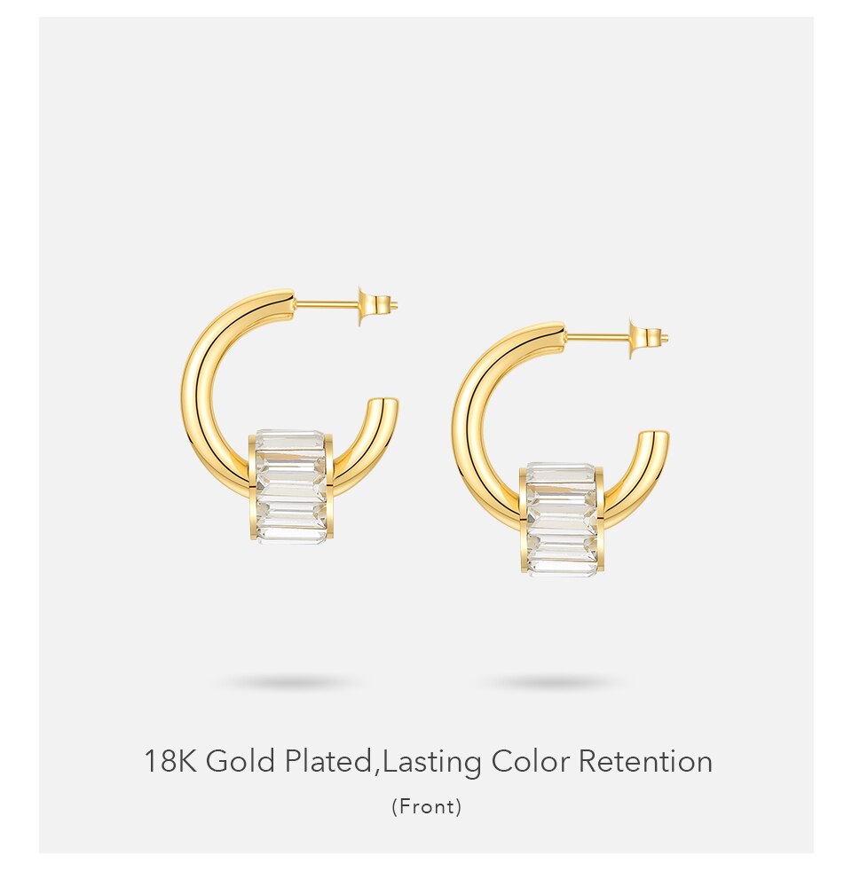 Victoria's Vogue Piercing Zircon Earring For Women Gold Color Small Earrings 2021 Stainless Steel Fashion Jewelry Party Kolczyki