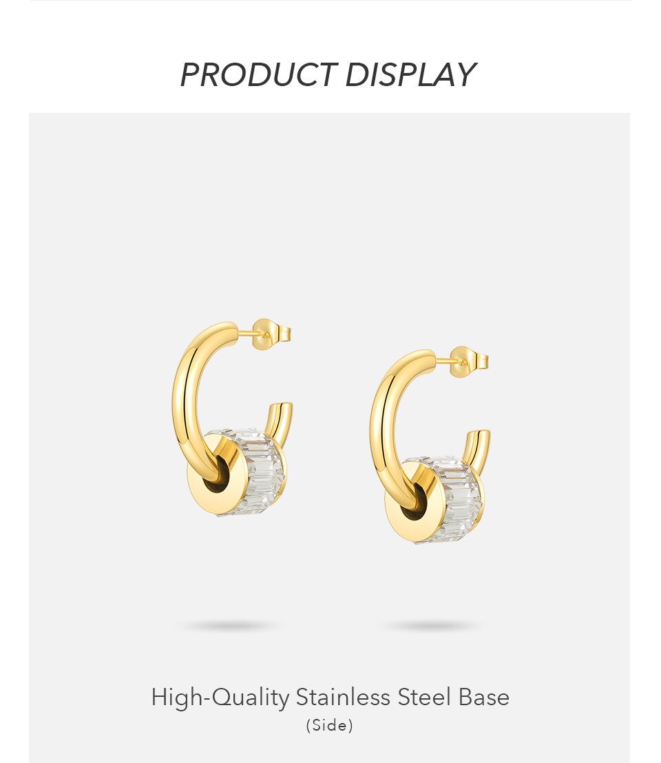 Victoria's Vogue Piercing Zircon Earring For Women Gold Color Small Earrings 2021 Stainless Steel Fashion Jewelry Party Kolczyki