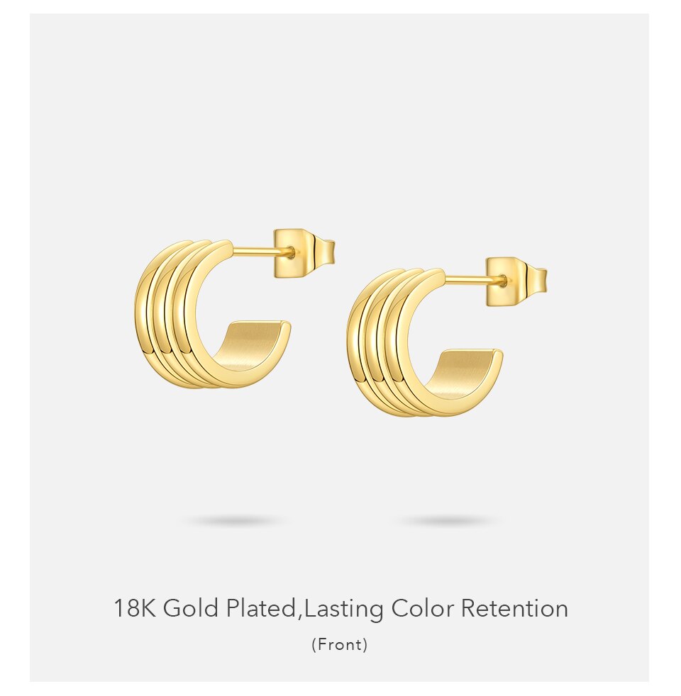 Victoria's Vogue C Shape Cute Stud Earring For Women Gold Color Small Line Earrings 2021 Stainless Steel Fashion Jewelry Brincos
