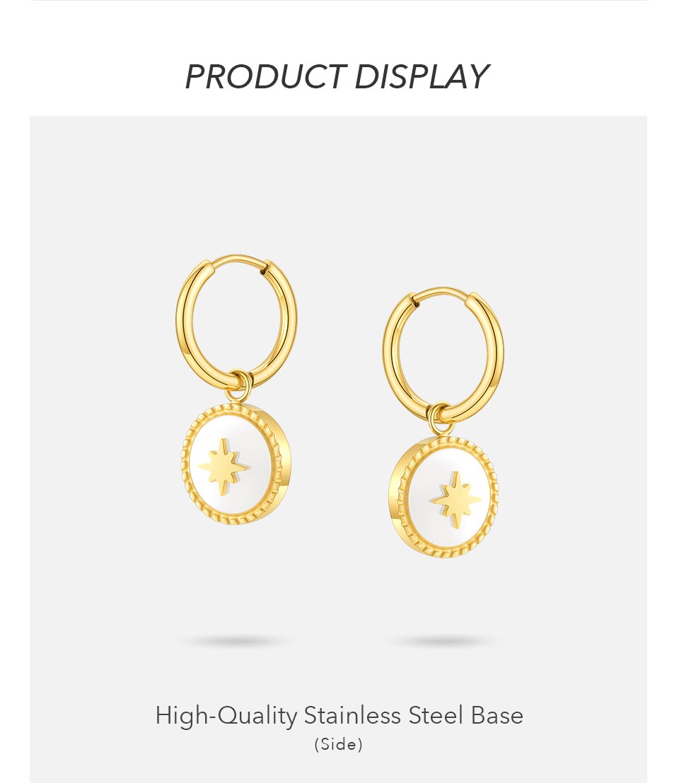 Victoria's Vogue Circle Glitter Dangle Earrings For Women Gold Color Earings Stainless Steel 2021 Fashion Jewelry Party Oorbellen