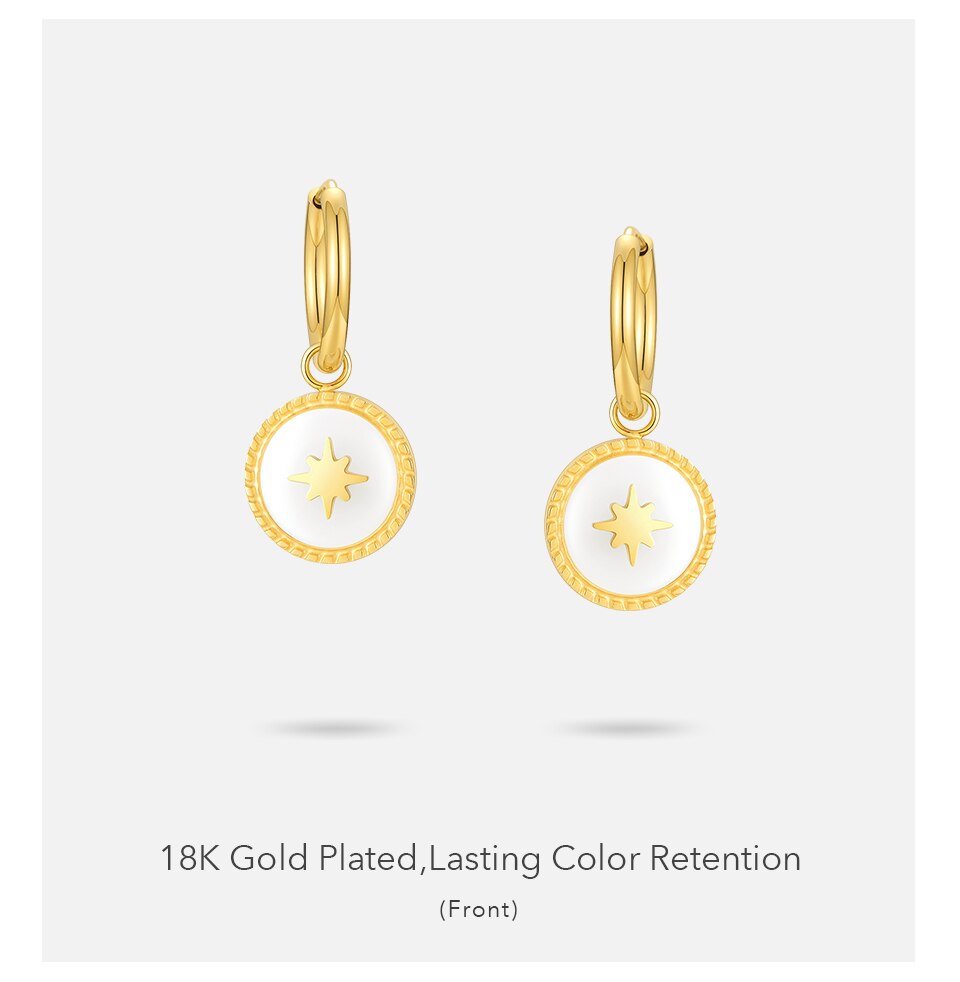 Victoria's Vogue Circle Glitter Dangle Earrings For Women Gold Color Earings Stainless Steel 2021 Fashion Jewelry Party Oorbellen