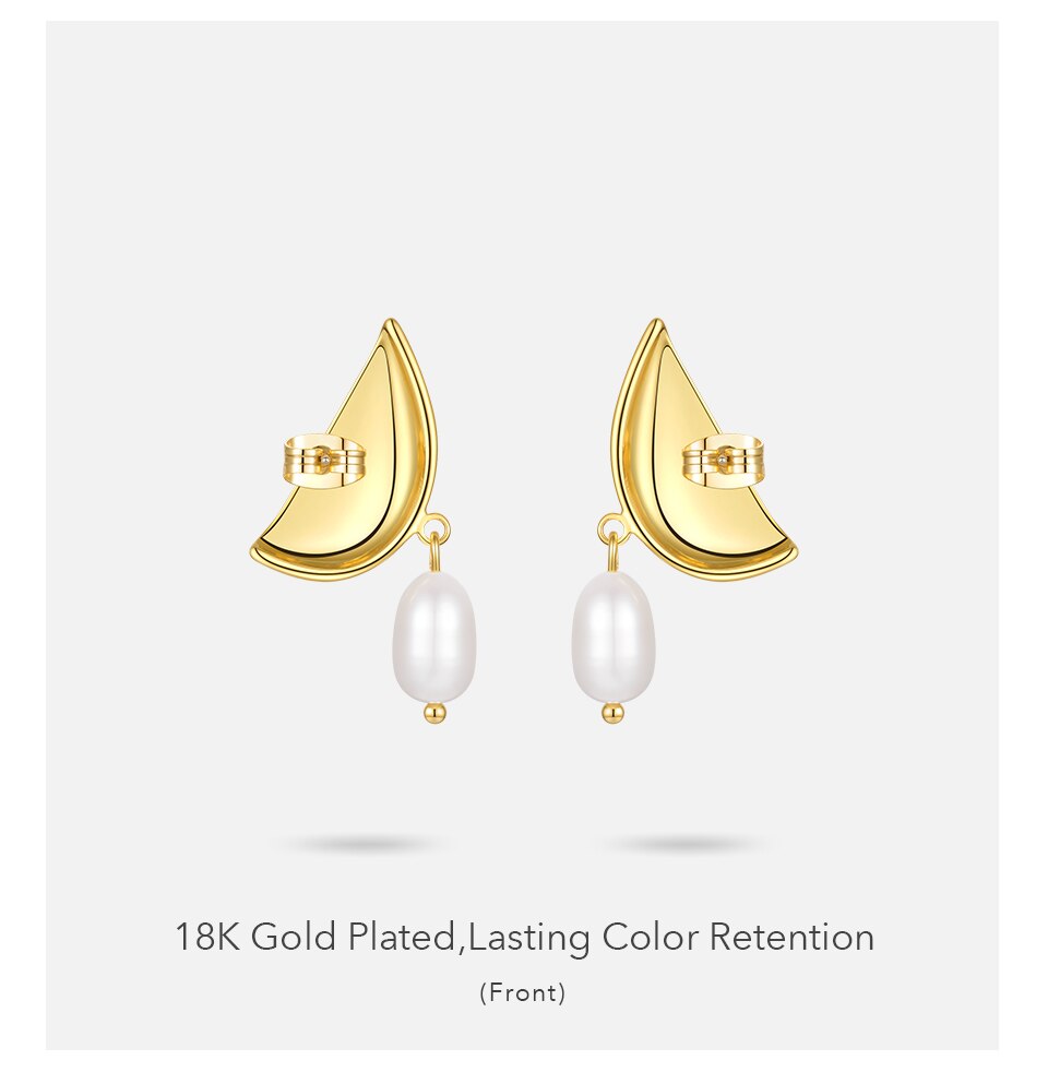 Victoria's Vogue Half Moon Drop Earrings With Natural Pearl Gold Color Earring For Women 2020 Gift Fashion Jewelry Pendientes