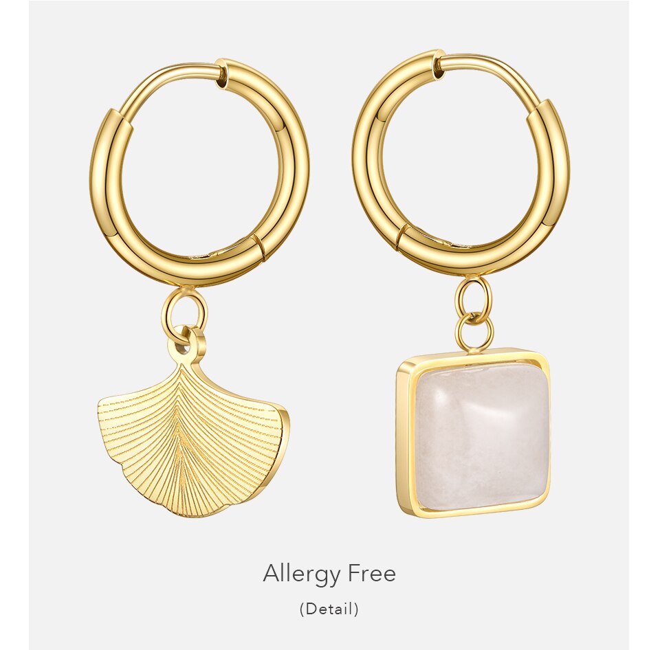 Victoria's Vogue Ginkgo Leaf Matching Turquoise Earrings For Women Drop Earring Stainless Steel Gold Color Fashion Jewelry Aretes