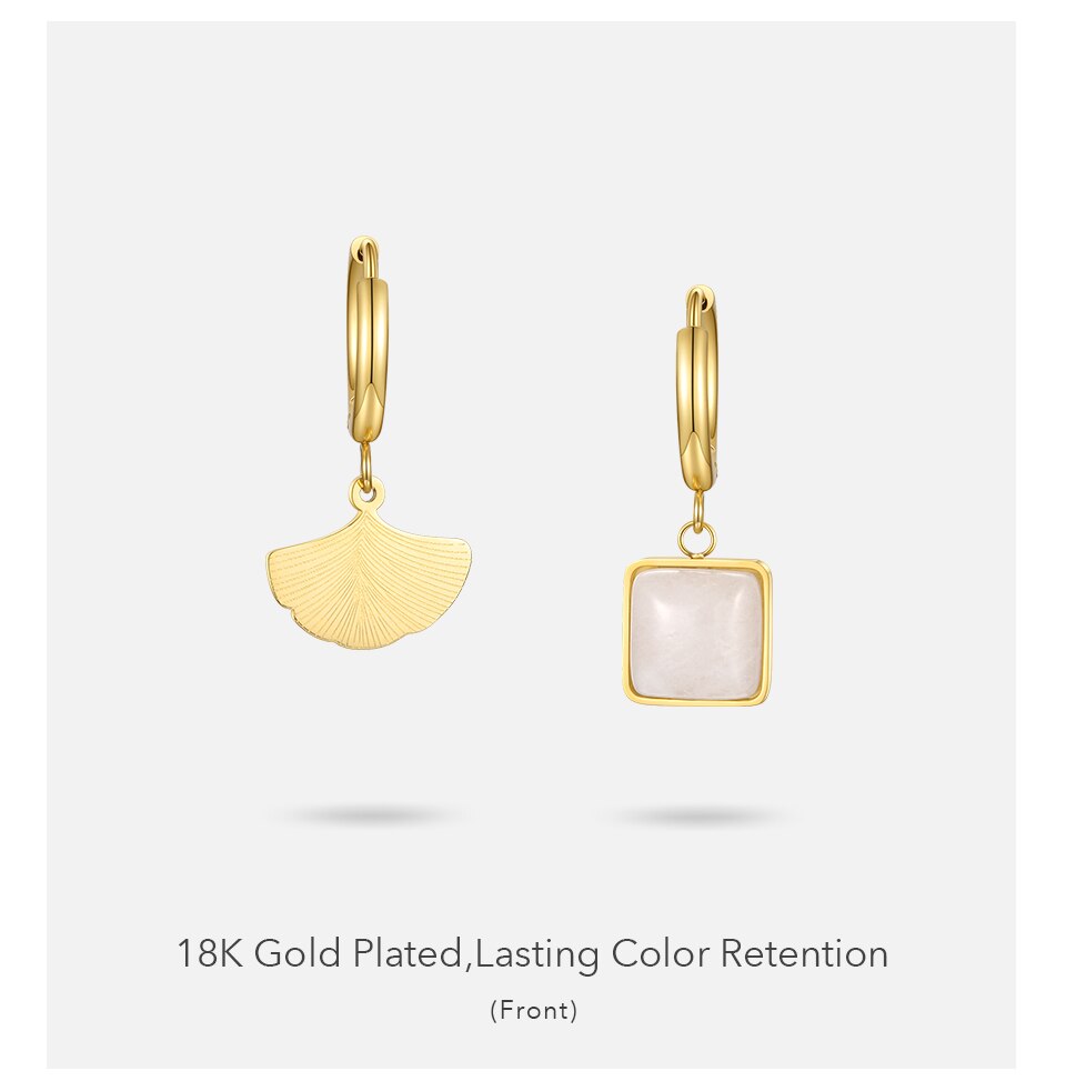 Victoria's Vogue Ginkgo Leaf Matching Turquoise Earrings For Women Drop Earring Stainless Steel Gold Color Fashion Jewelry Aretes