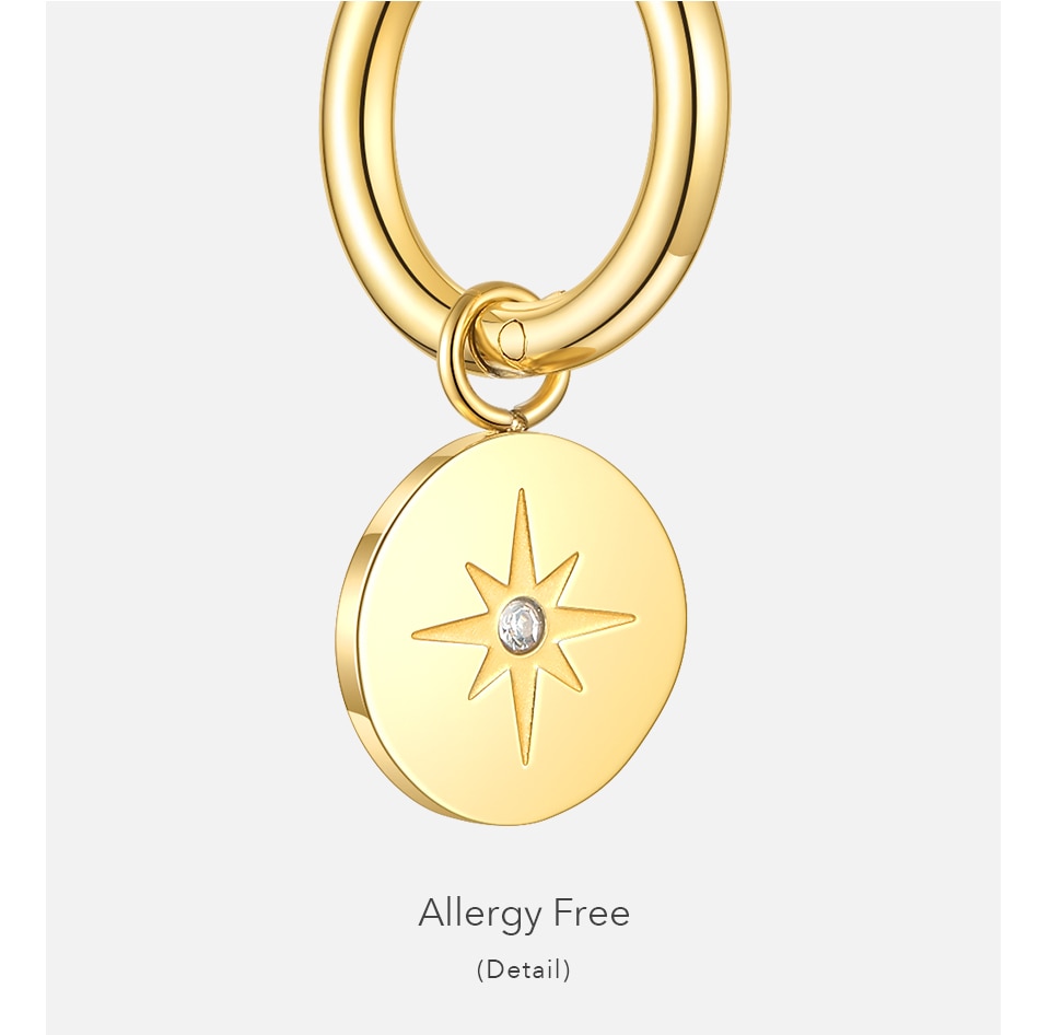 Victoria's Vogue Circle Light Star Drop Earrings For Women Gold Color Earings Stainless Steel Fashion Jewelry Gift Pendientes