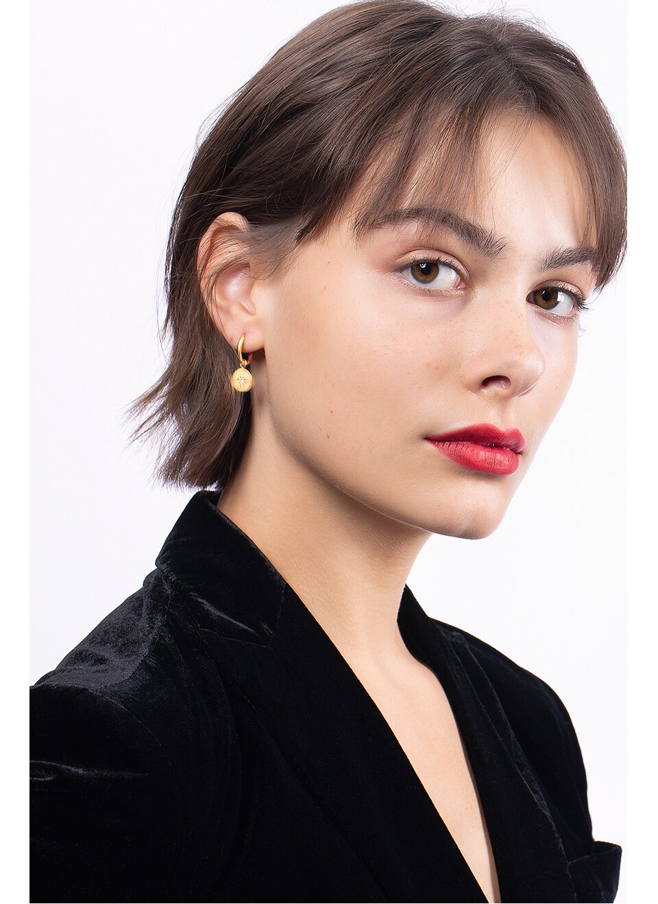 Victoria's Vogue Circle Light Star Drop Earrings For Women Gold Color Earings Stainless Steel Fashion Jewelry Gift Pendientes