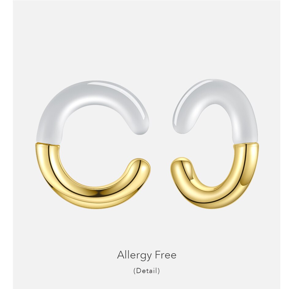 Victoria's Vogue C Shape Glass Ear Cuff Earrings For Women Gold Color Minimalist Non-Piercing Earings Fashion Jewelry Kolczyki