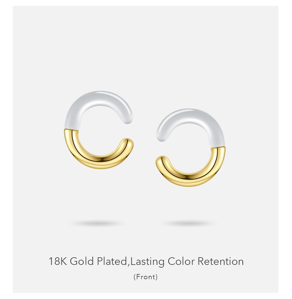 Victoria's Vogue C Shape Glass Ear Cuff Earrings For Women Gold Color Minimalist Non-Piercing Earings Fashion Jewelry Kolczyki