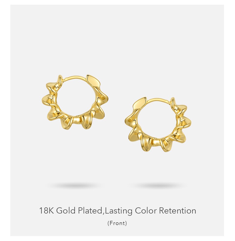 Victoria's Vogue Sun Flower Hoop Earrings For Women Gold Color Curved Sculptural Hoops Earings Fashion Jewelry Gifts Kolczyki