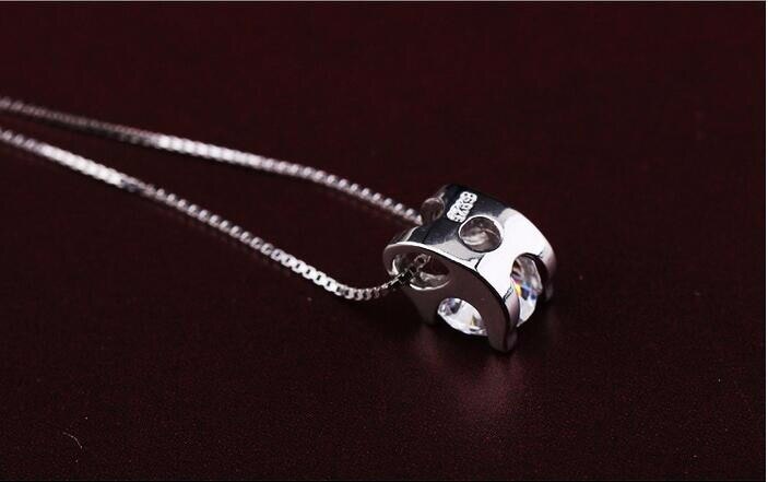 Victoria's Vogue 925 Sterling Silver Jewelry Not Allergic Fashion Simple Zircon Upscale Perspective Square Clavicle Chain Pendant Necklaces