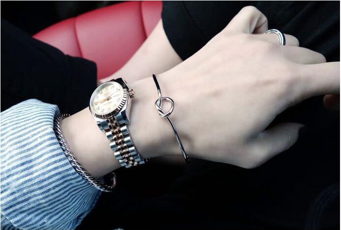 Victoria's Vogue 925 Sterling Silver Jewelry Simple Love Knot Slender Opening Female High-quality Popular Personality Bracelet