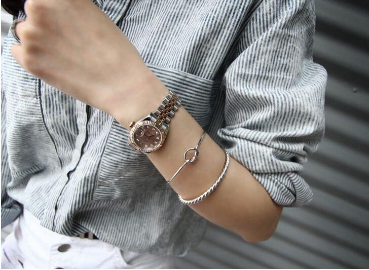 Victoria's Vogue 925 Sterling Silver Jewelry Simple Love Knot Slender Opening Female High-quality Popular Personality Bracelet