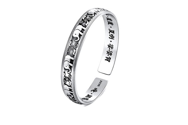 Victoria's Vogue New Creative Cute Animal Retro Thai Silver Bracelets 925 Sterling Silver Jewelry Personality Elephant Domineering Bangles