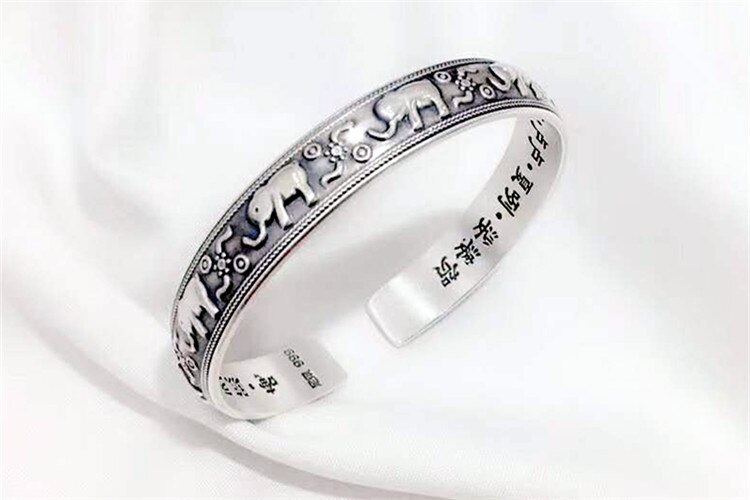 Victoria's Vogue New Creative Cute Animal Retro Thai Silver Bracelets 925 Sterling Silver Jewelry Personality Elephant Domineering Bangles